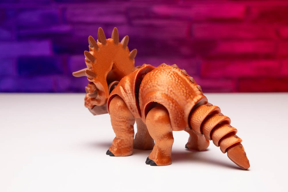 3D Print Multicolor Articulated Orange Triceratops Dinosaur STL for download
