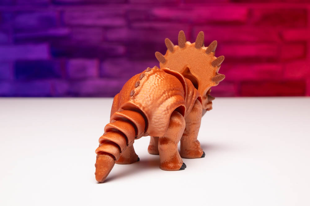 3D Print Multicolor Articulated Orange Triceratops Dinosaur STL for download