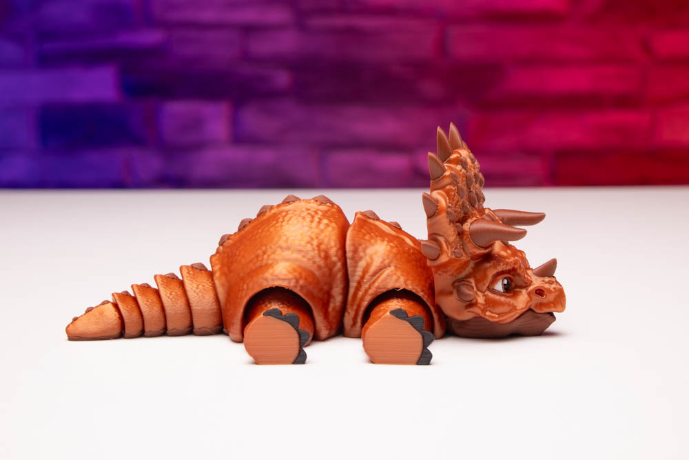 3D Print Multicolor Articulated Orange Triceratops Dinosaur STL for download